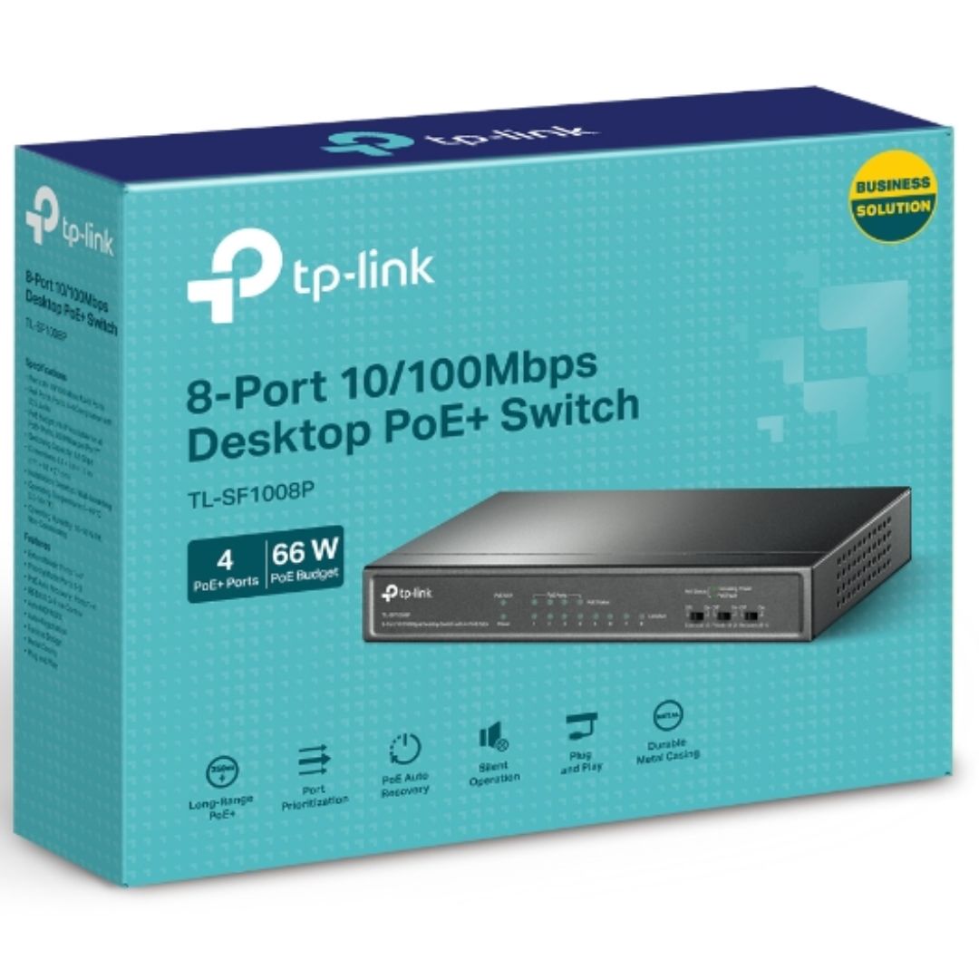 TP-Link TL-SF1008P 8-Port 10/100Mbps Desktop Unmanaged Switch 4-Port PoE 57W IEEE 802.3af