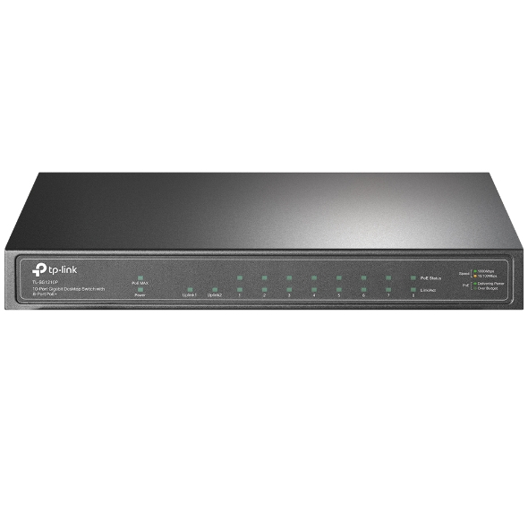 TP-Link TL-SG1210P 10-Port Gigabit Desktop Switch with 8-Port PoE+ IGMP Snooping 1 Gigabit SFP Slot
