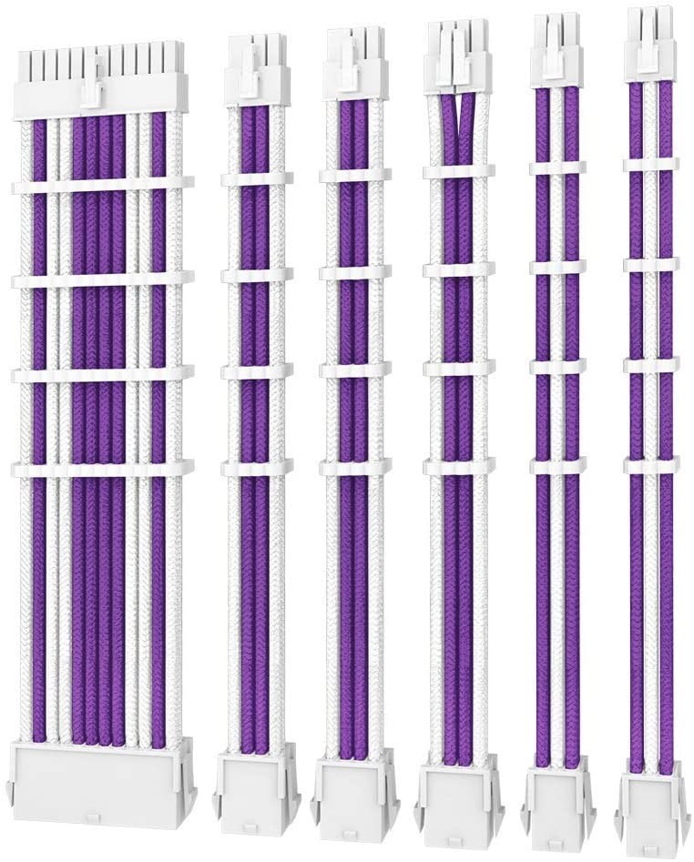 Antec PSU - Sleeved Extension Cable Kit V2 - Purple / White. 24PIN ATX