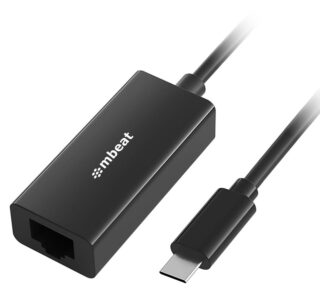 (LS) mbeatĀ® USB-C Gigabit Ethernet Adapter - Black Fast and secure RJ45