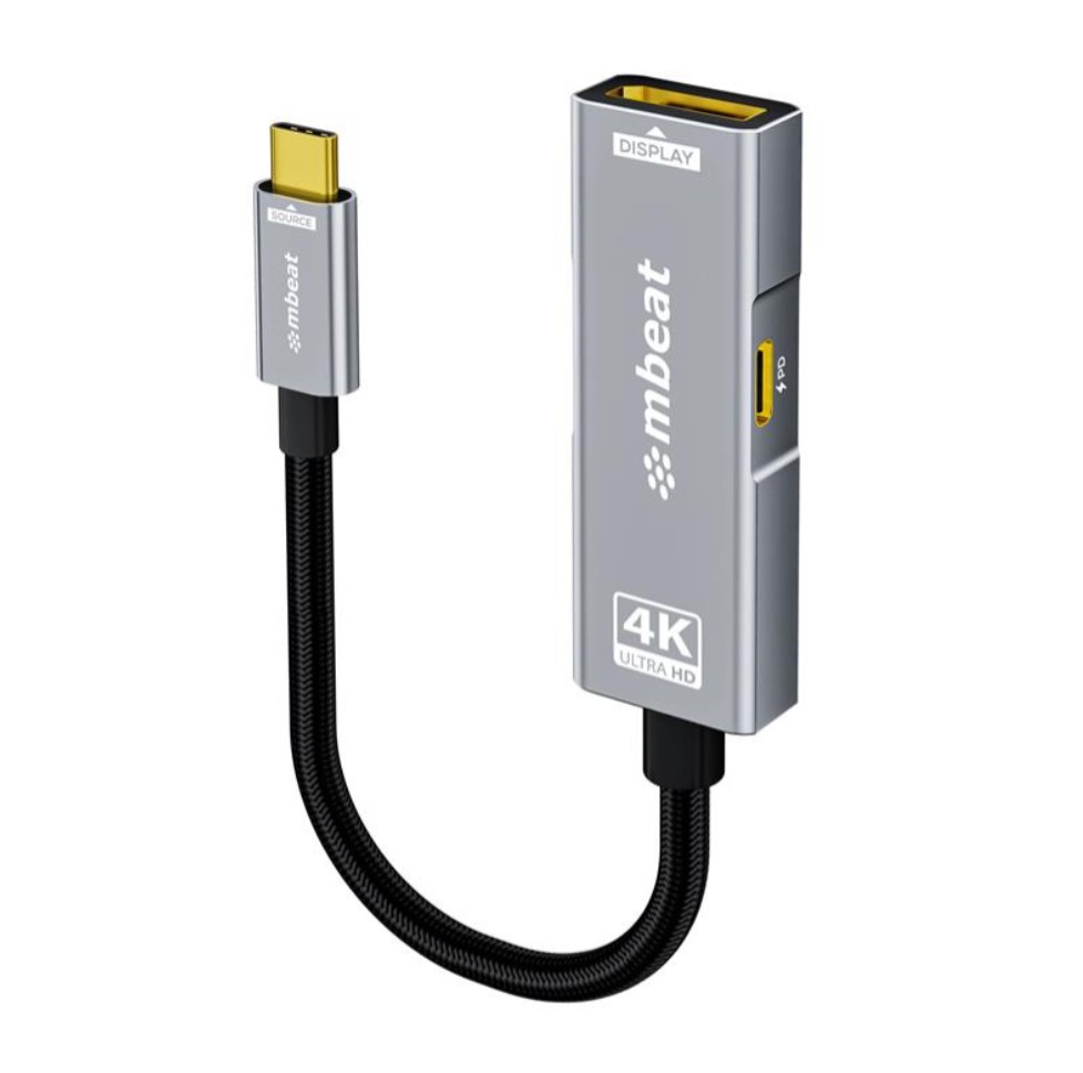 (LS) mbeat® Tough Link USB-C to DP Adapter with 100W PD - Space Grey 4K (3840 x 2160) @60Hz