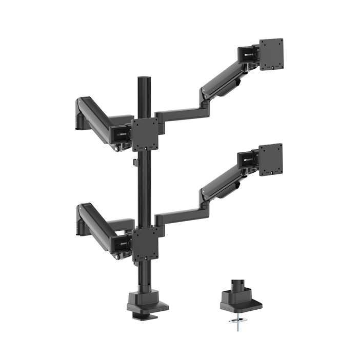 Brateck Modular Mechanical Spring Quad Monitor Arm with Sliders
