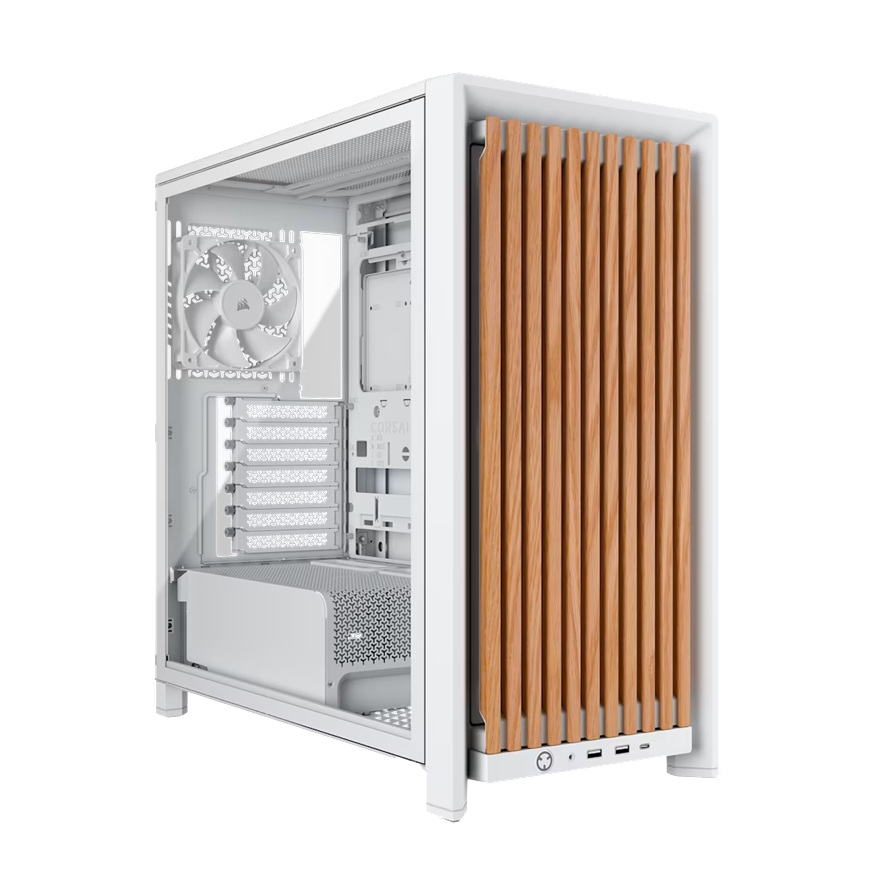 Corsair FRAME 4000D WOOD RS Modular Mid-Tower PC Case - White/Oak