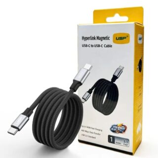 USP Braided HyperLink USB-C to USB-C (1M) Magnetic Cable - Black
