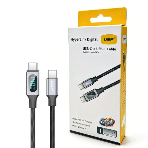 USP Braided HyperLink USB-C to USB-C (1M) Digital Display Cable - Black