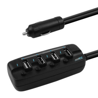 (LS) mbeat® 4 Ports USB Rapid Car Charger - 40W Rapid Smart Charger/Individual ON/OFF switches/90cm Extension Cable Design EOL