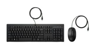 HP 225 USB Wired Desktop Keyboard Mouse Combo G2 USB-A Three button mouse adjustable keyboard feet Easy Clean PlugPlay for Notebook Desktop PC