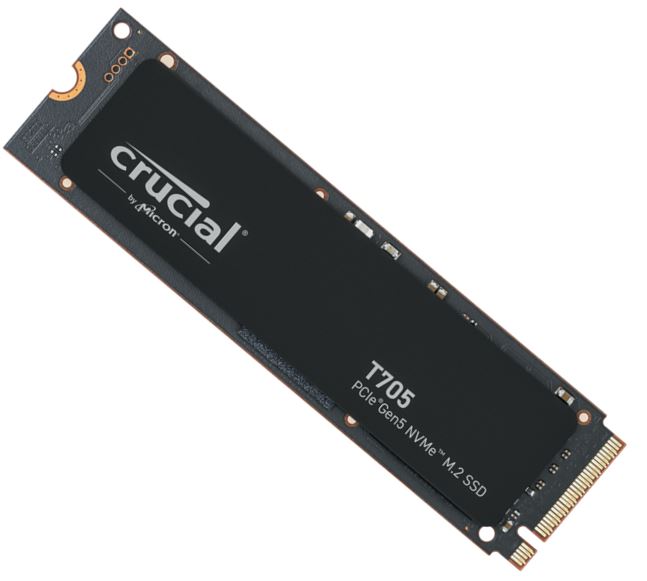 Crucial T705 2TB Gen5 NVMe SSD - 14500/12700 MB/s R/W 1200TBW 1550K IOPs 1.5M hrs MTTF DirectStorage for Intel 14th Gen AMD Ryzen 7000
