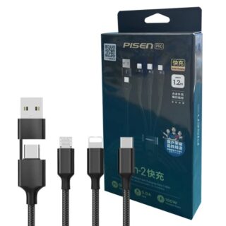 Pisen Pro 3-in-2 Multi Charging Cable (100W) (1.2M) - Black