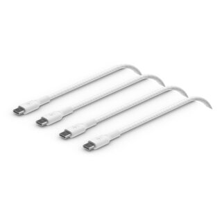 Belkin BoostCharge Braided USB-C to USB-C Cable (1M) (Pack of 2) - White (CAB004bt1MWH2PK)