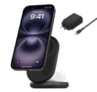 Belkin BoostCharge 2-in-1 Magnetic Foldable Wireless Charger With Qi2 15W + 36W Wall Charger + USB-C Cable(1.5M) - Black (WIZ028auBK)