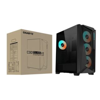 (LS) Gigabyte C301V2 RGB Tempered Glass E-ATX Black Mid Tower Gaming Chassis  2x3.5" 2x2.5" 2xUSB3.0 Detachable Dust Filter Liquid Cooling PSU ATX