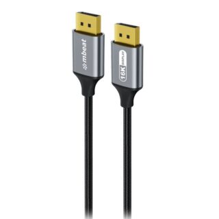 mbeat® Tough Link 1.8m 16K DP to DP Cable - Space Grey 40Gbps 180cm × 2.2cm × 1.10cm