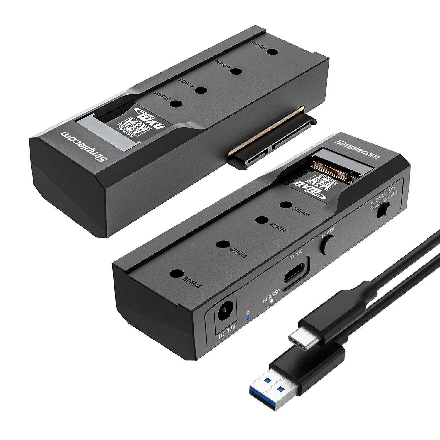 (LS)Simplecom SA536 USB to M.2 and SATA 2-IN-1 Adapter for 2.5"/3.5" HDD NVMe/SATA M.2 SSD with Power Supply USB 3.2 Gen2 10Gbps