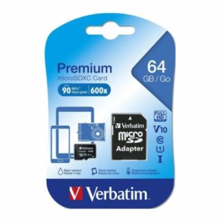 Verbatim 64GB Micro SDXC Card Class 10 UHS-I With Adaptor Up to 45MB/Sec 300X read speed