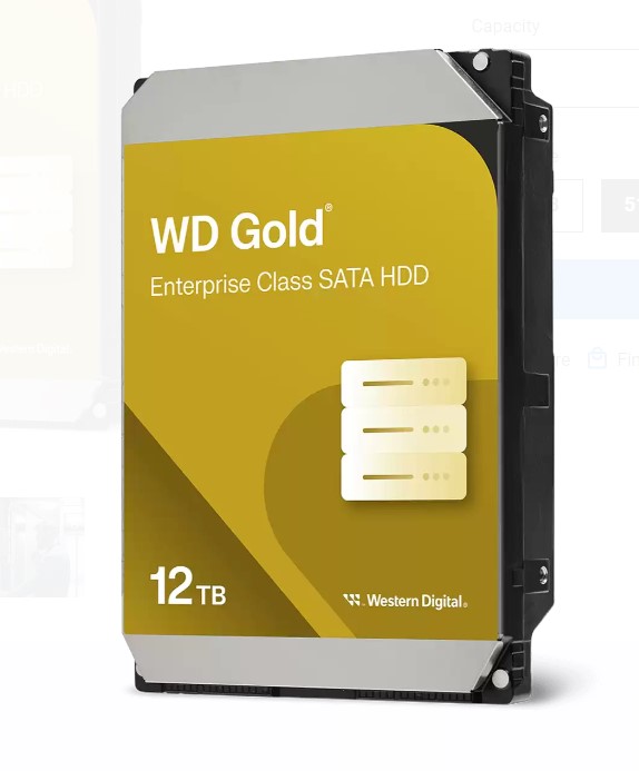 Western Digital Gold 12TB 3.5" Enterprise Class SATA 6 Gb/s HDD 7200 RPM Cache Size 256MB 5-Year Limited Warranty