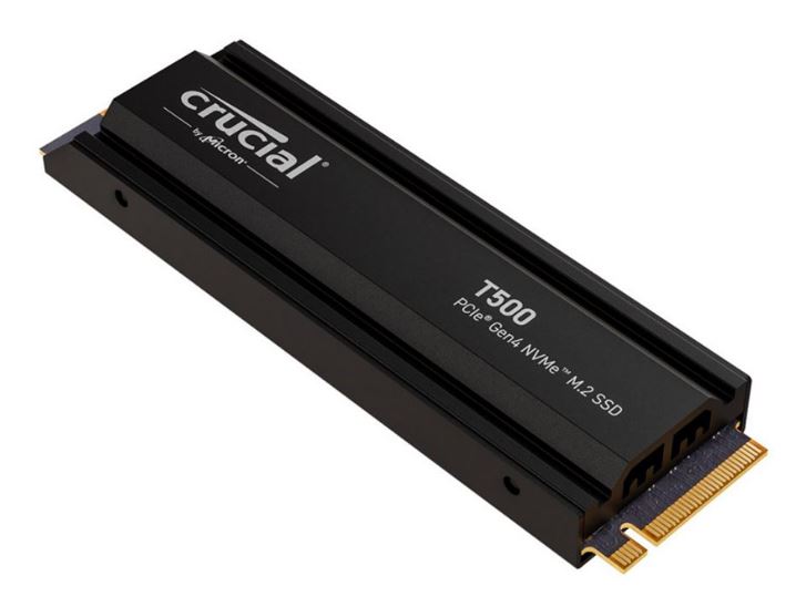 Crucial T500 4TB Gen4 NVMe SSD Heatsink - 7400/7000 MB/s R/W 2400TBW 1440K IOPs 1.5M hrs MTTF Acronis True Image Creative Cloud PS5
