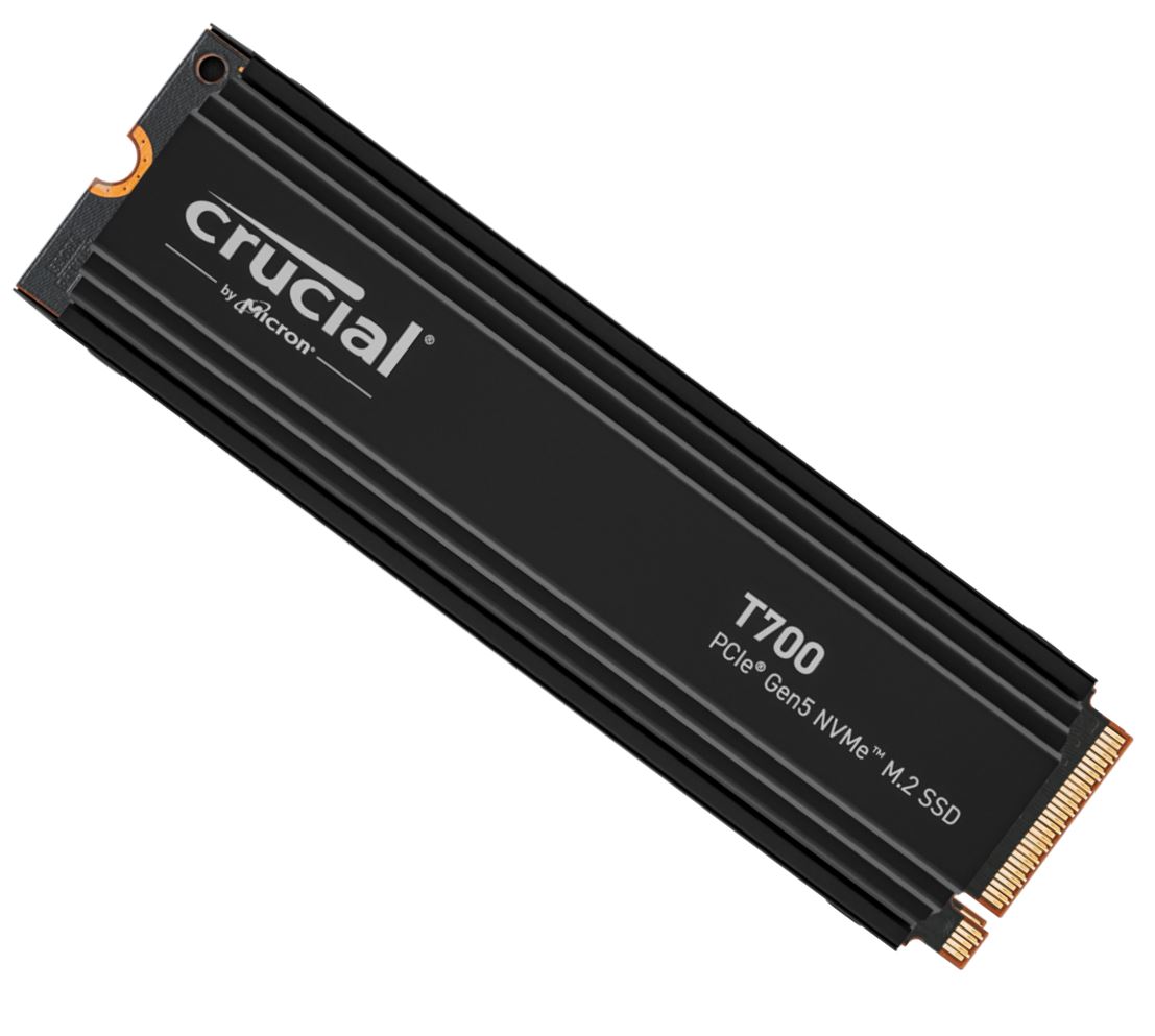 Crucial T700 1TB Gen5 NVMe SSD Heatsink - 11700/9500 MB/s R/W 600TBW 1500K IOPs 1.5M hrs MTTF with DirectStorage for Intel 13th Gen AMD Ryzen 7000