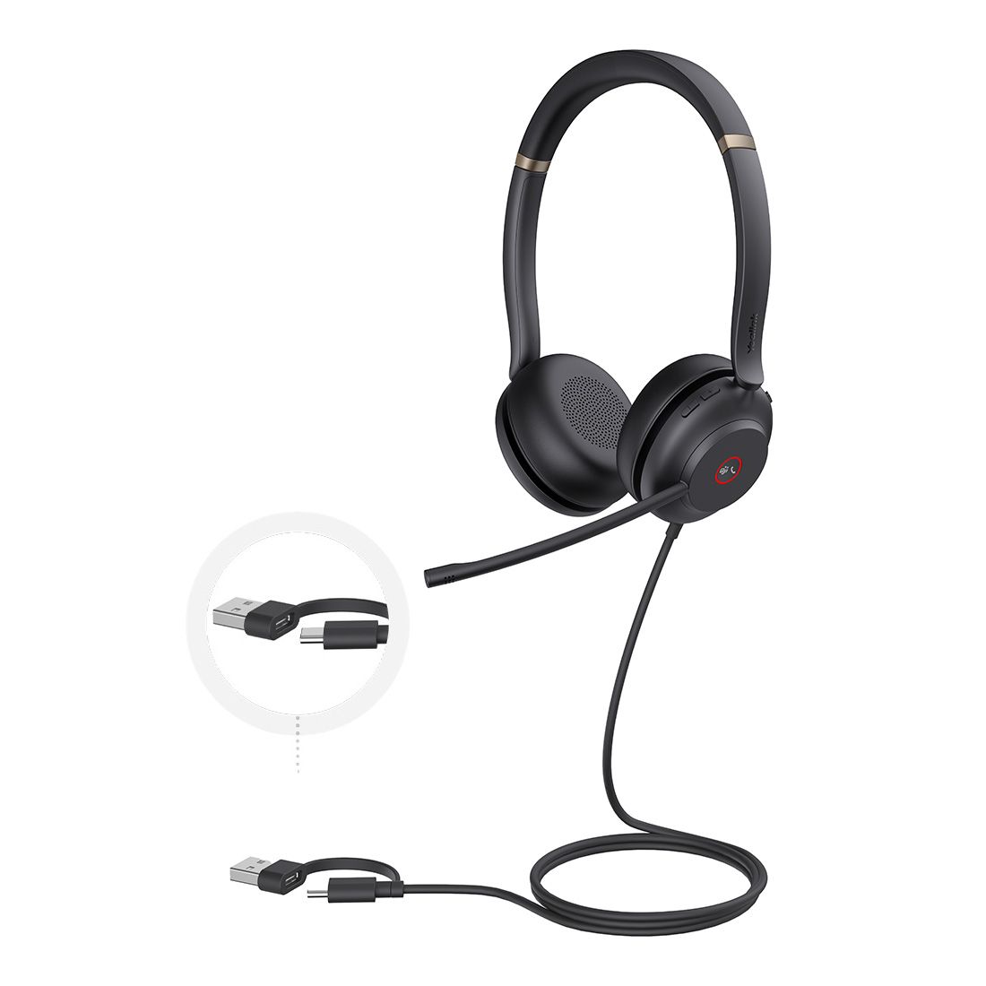 Yealink UH37 Dual MicrosoftTeams Certified USB Wired Headset USB-C/A PROFESSIONAL USB HEADSET Dual Noise-Cancelling