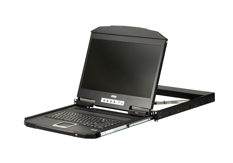 Aten Rackmount Single Rail LCD Console VGA USB w/ 18.5" LCD Display