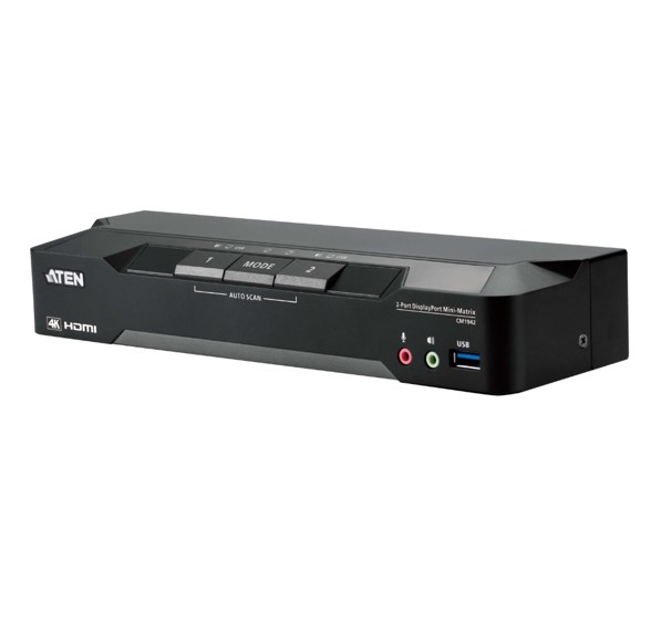 Aten CM1942-AT-U 2-Port 4K DisplayPort Dual Display Mini-Matrix Boundless KVM Switch