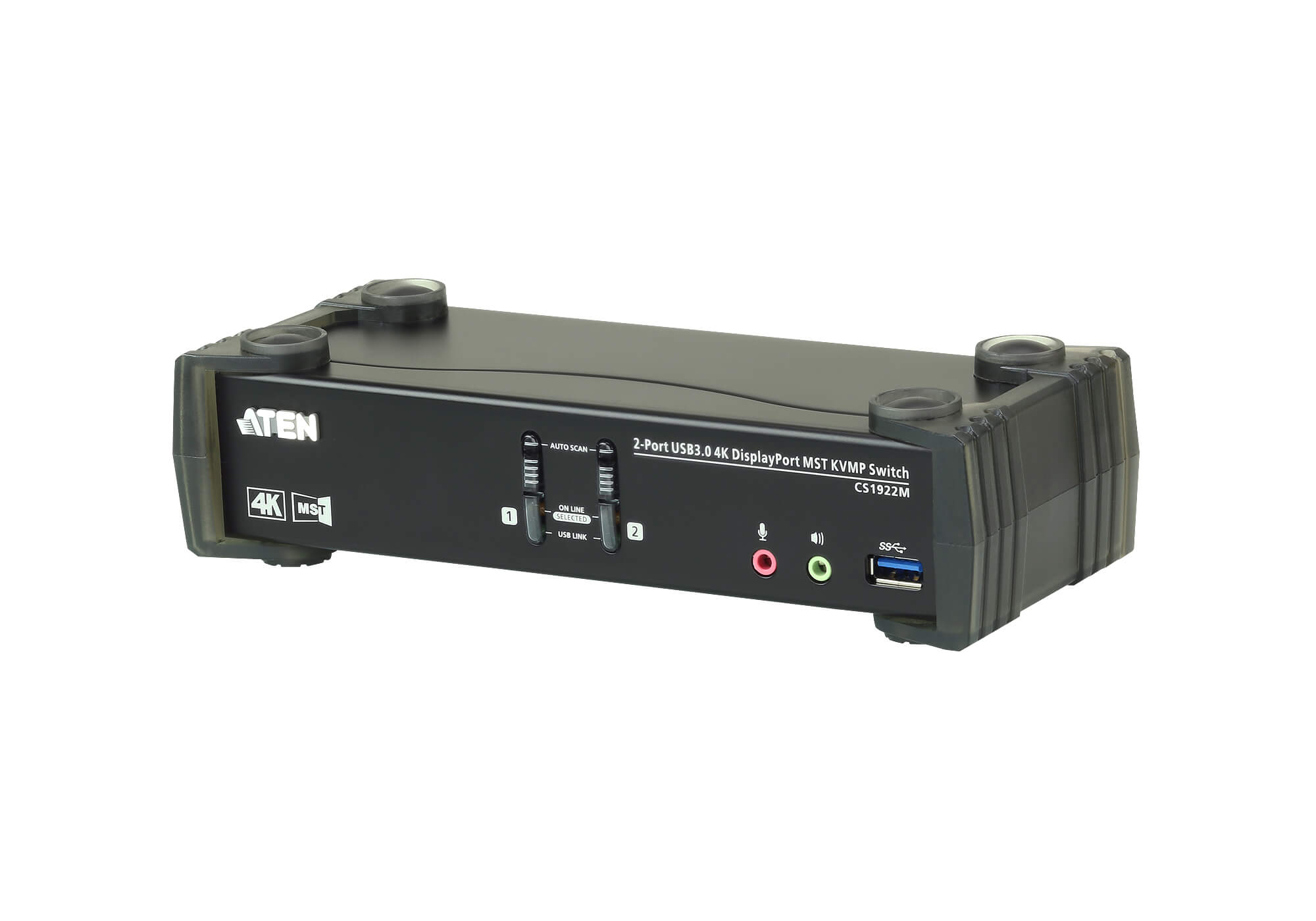 Aten Desktop KVMP Switch 2 Port Single to Dual Display 4k DisplayPort MST w/ audio