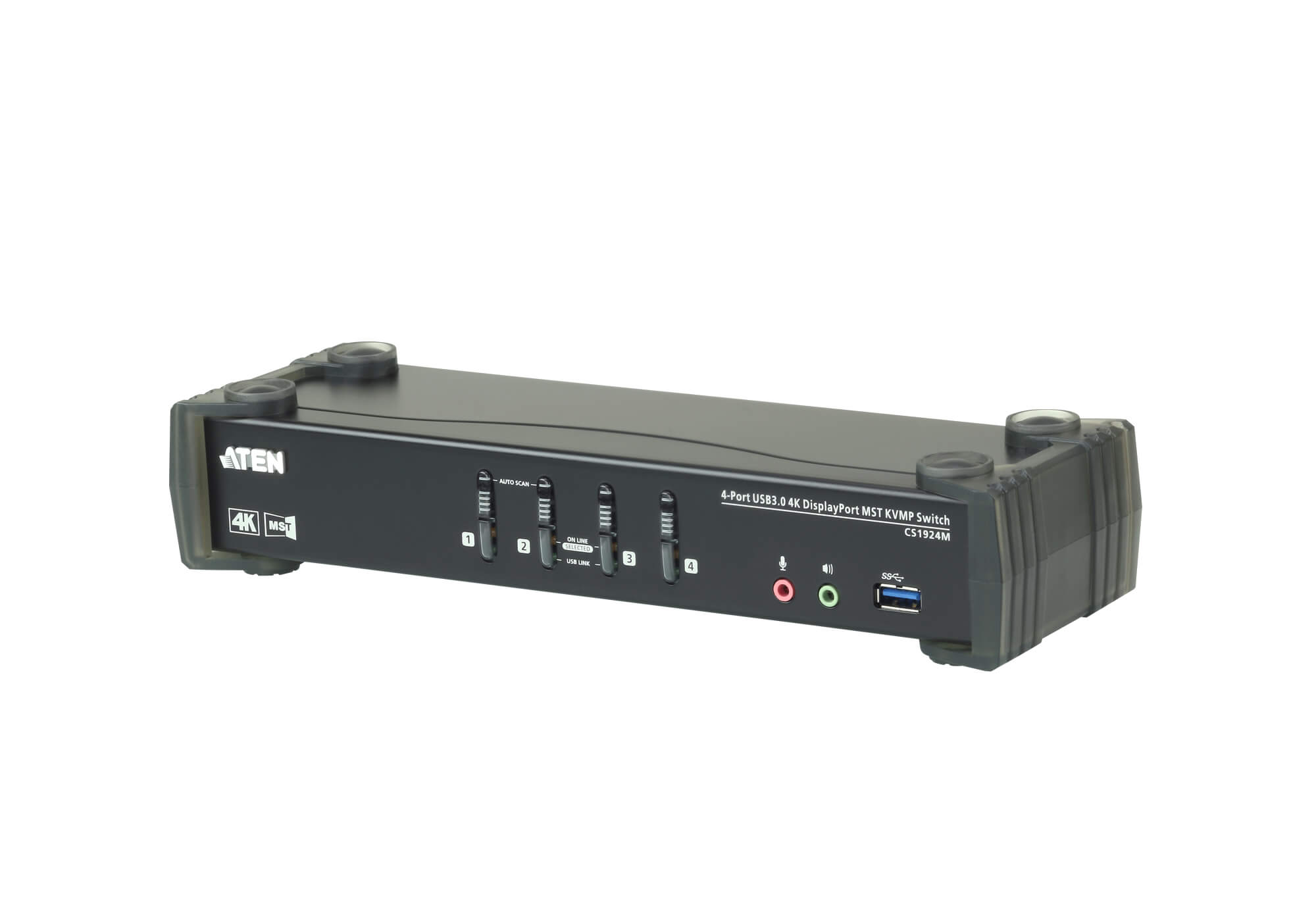 Aten Desktop KVMP Switch 4 Port Single to Dual Display 4k DisplayPort MST w/ audio