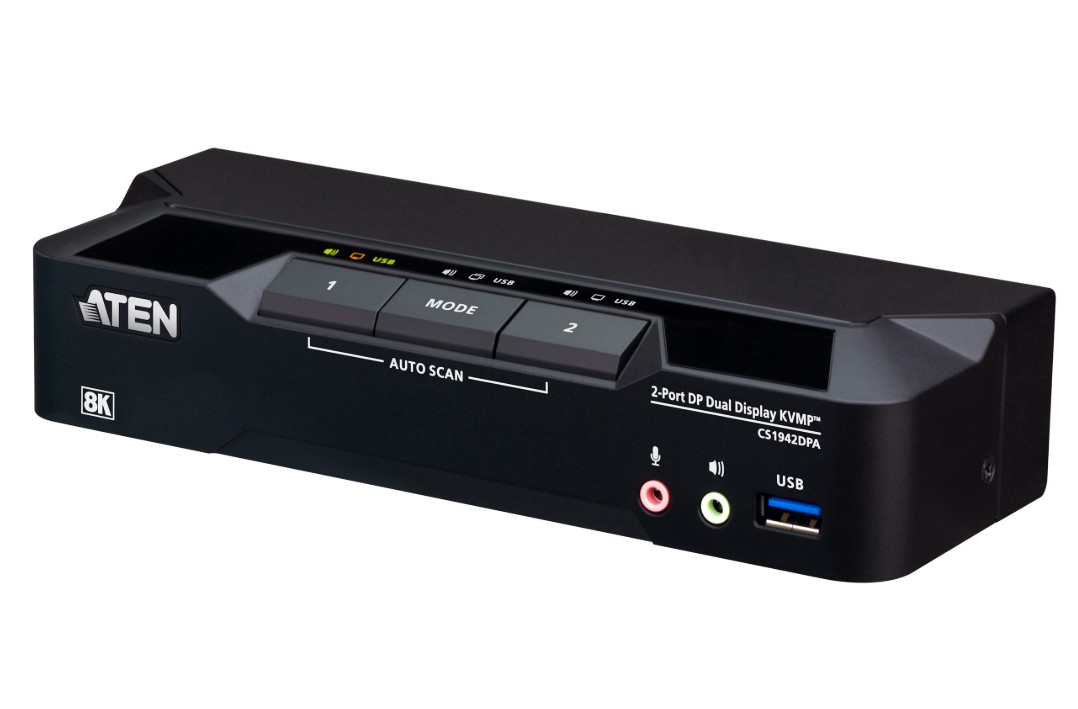 Aten Desktop 2-Port USB 3.0 8K DisplayPort Dual-Display KVMP™ Switch