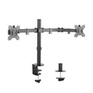 Brateck Dual Screens Economical Double Joint Articulating Steel Monitor Arm Fit Most 13’’-32’’ Monitors Up to 8kg per screen VESA 75x75/100x10(LS)