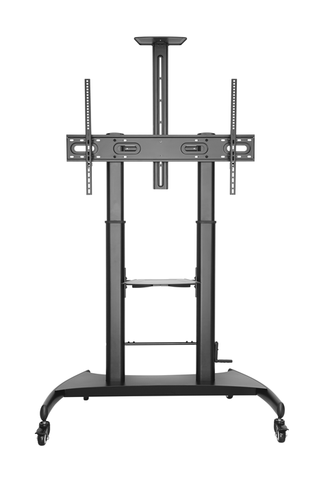Brateck Large Screen Telescopic Height-Adjustable Steel TV Cart with Crank Handle Fit 60"-100" Up to 100kg- Matte Black (LS)