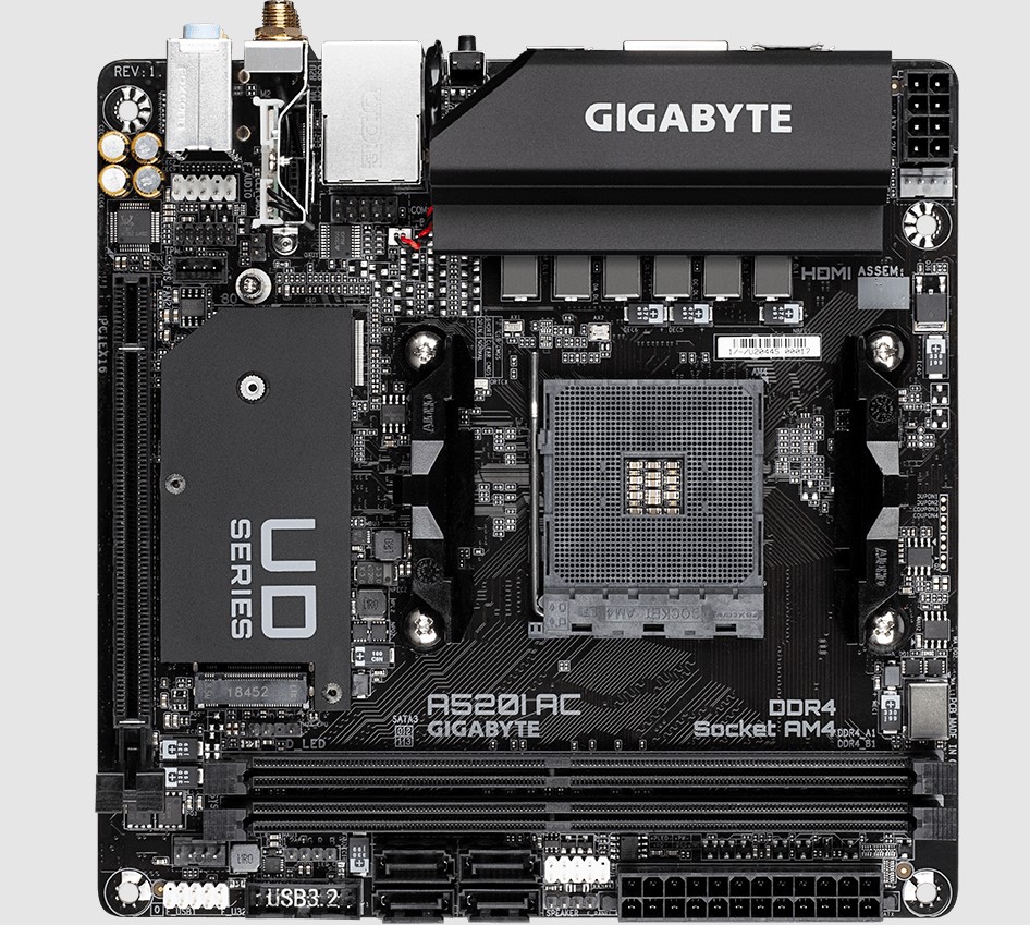 Gigabyte A520I AC AMD A520 Mini-ITX Ultra Durable Motherboard with Direct 6 Phases Digital VRM