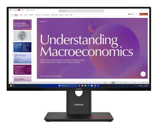 LENOVO ThinkVision T24D-40 23.8"/24" 120Hz FHD IPS Monitor USB-C Dock 100W DP Height Adjust Tilt Swivel Pivot HDMI DP LAN 4xUSB VESA ~62cdgar6au