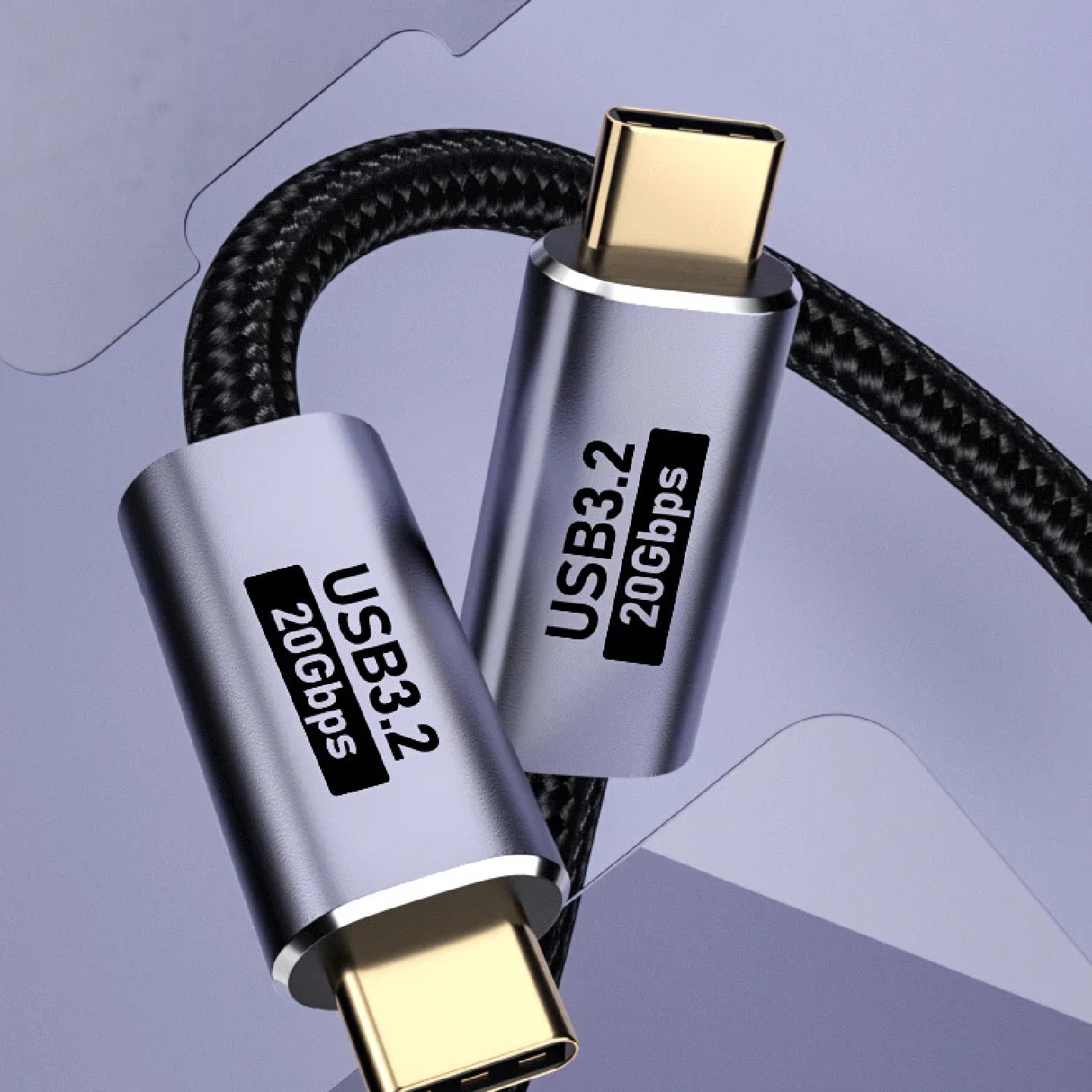 USP BoostUp Cafule Braided USB-C to USB-C (3.2 Gen 2x2) Charge Video Cable (2M) - Black