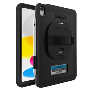 OtterBox Rugged Defender Apple iPad (11") (A16) (11th Gen) / iPad (10.9") (10th Gen) Kickstand Handstrap Case -Black -No Retail Packaging-(77-95020)