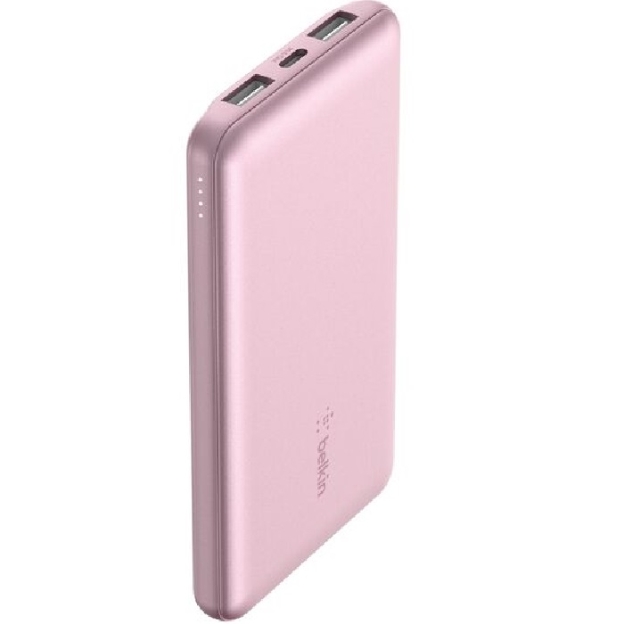 Belkin BoostCharge CCC-Certified 10k mAh Power Bank (Triple-Port) + USB-C to USB-A Cable - Pink (BPB011btPK)