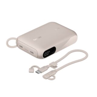 Belkin BoostCharge Power Bank 10K with Display w/ Integrated USB-C to USB-C Cable 60W(15cm)- Sand(BPB027fqSD)