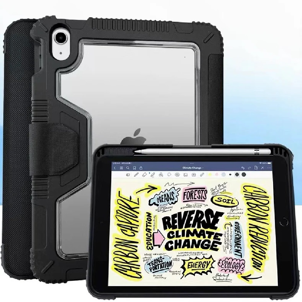 USP Rugged Apple iPad (11") (A16) (11th Gen) / iPad (10.9") (10th Gen) Case Black - Built-in-Kickstand