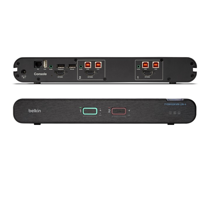 Belkin Universal 2nd Gen Secure KVM Switch w/ CAC - Black (F1DN102KVM-UN-4)