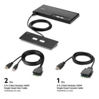 Belkin Cybersecurity and Secure KVM 2-Port Single Head HDMI Modular Secure KVM Switch PP4.0 W/ Remote - Black (F1DN102MOD-HH-4)