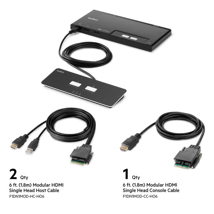 Belkin Cybersecurity and Secure KVM 2-Port Single Head HDMI Modular Secure KVM Switch PP4.0 W/ Remote - Black (F1DN102MOD-HH-4)