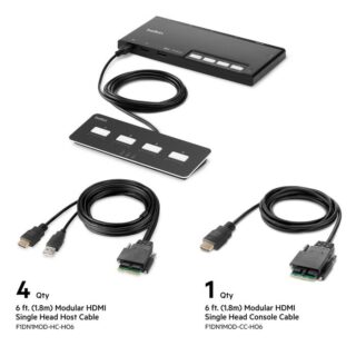 Belkin Cybersecurity and Secure KVM 4-Port Single Head HDMI Modular Secure KVM Switch PP4.0 W/ Remote-Black(F1DN104MOD-HH-4)