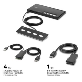 Belkin Cybersecurity and Secure KVM 4-Port Single Head DP Modular Secure KVM Switch PP4.0 W/ Remote - Black(F1DN104MOD-PP-4)