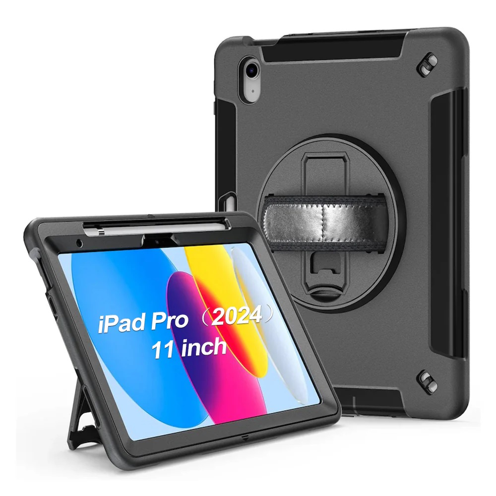 USP Rugged Apple iPad Pro (11') (M5/M4) (6th/5th Gen) Case Black - Built-in-Kickstand