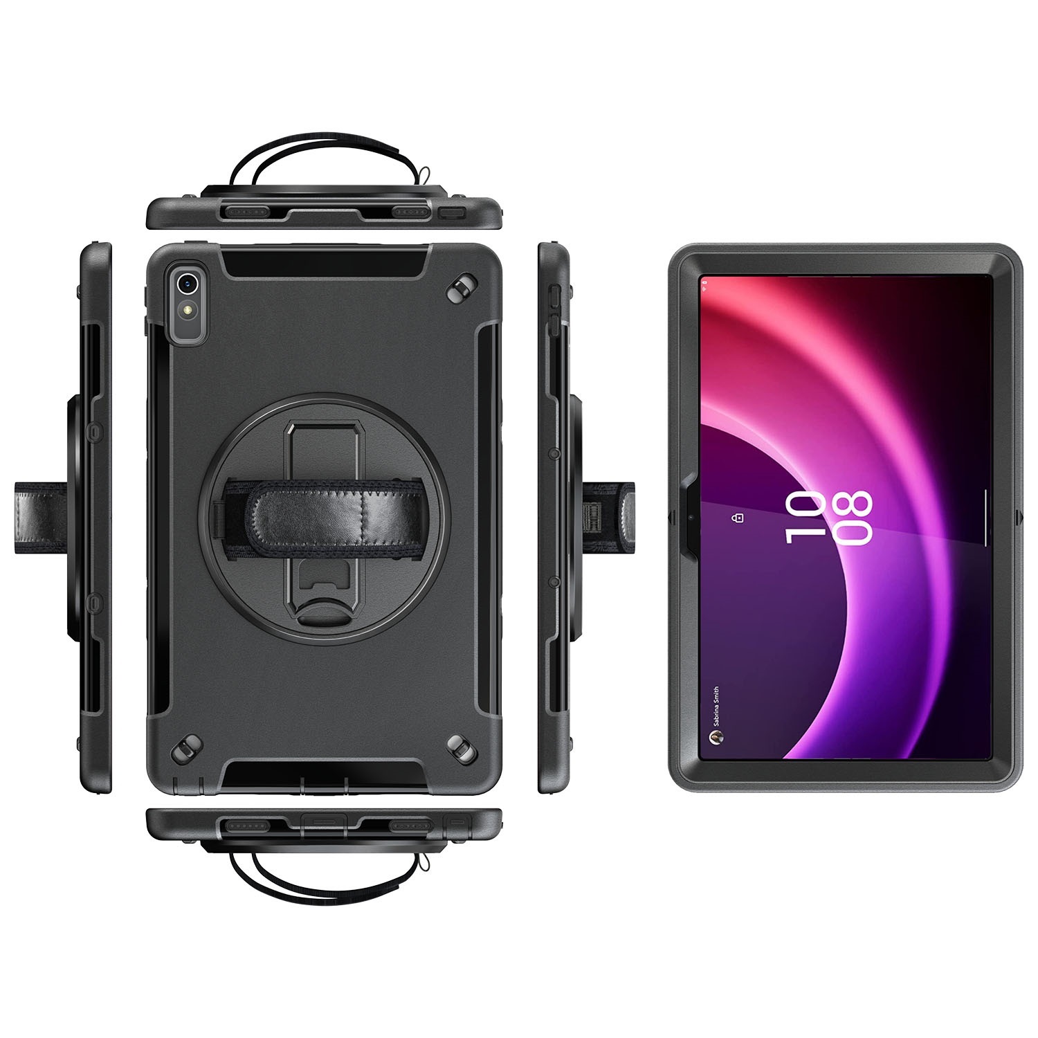 USP Rugged Lenovo Tab P11 (11') (2nd Gen) Case + Screen Protector Black - Built-in-Kickstand