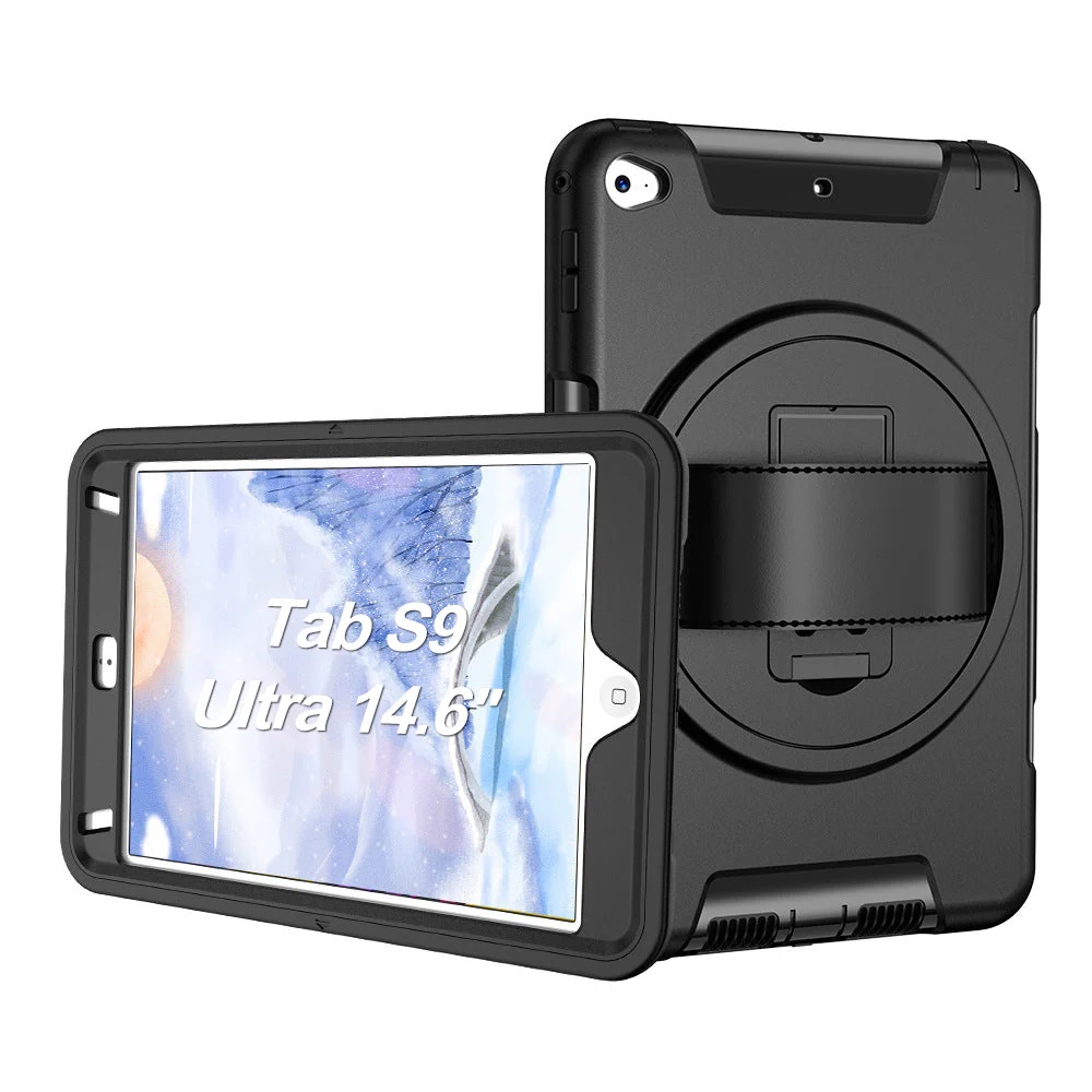 USP Rugged Samsung Galaxy Tab S11 Ultra/ Tab S10 Ultra / Tab S9 Ultra / Tab S8 Ultra (14.6") Case Black - Built-in-Kickstand