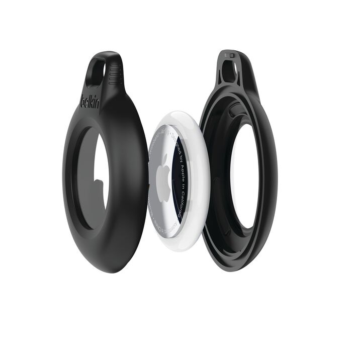 Belkin Waterproof Secure Holder with Key Ring for AirTag (Pack of 2) - Black(MSC014btBK)