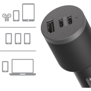 OtterBox 72W USB-C Triple Port Premium Pro Fast Car Charger - Black (78-80899)