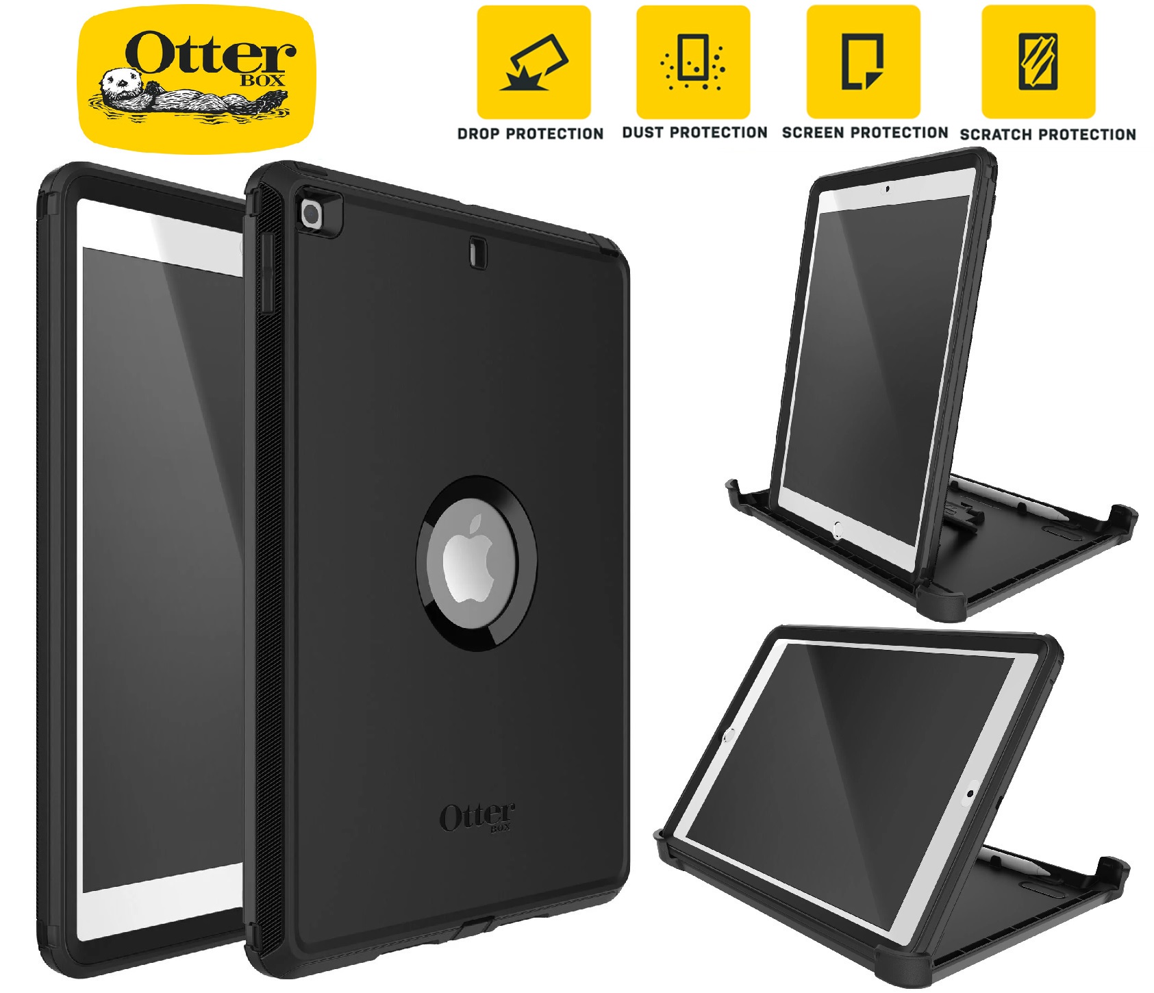 LS OtterBox Defender Apple iPad (10.2") (9th/8th/7th Gen) Case Black -No Retail Packaging- (77-62035)