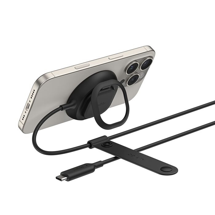 Belkin UltraCharge Magnetic Charger With Qi2 (25W) + USB-C Wall Charger(36W) +Tethered USB-C Cable (2M)- Black(WIA013auBK)