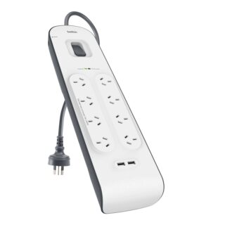 Belkin SurgePlus 8-Outlet Surge Protector With Dual USB Port 2.4 Amp - White(BSV804au2M)